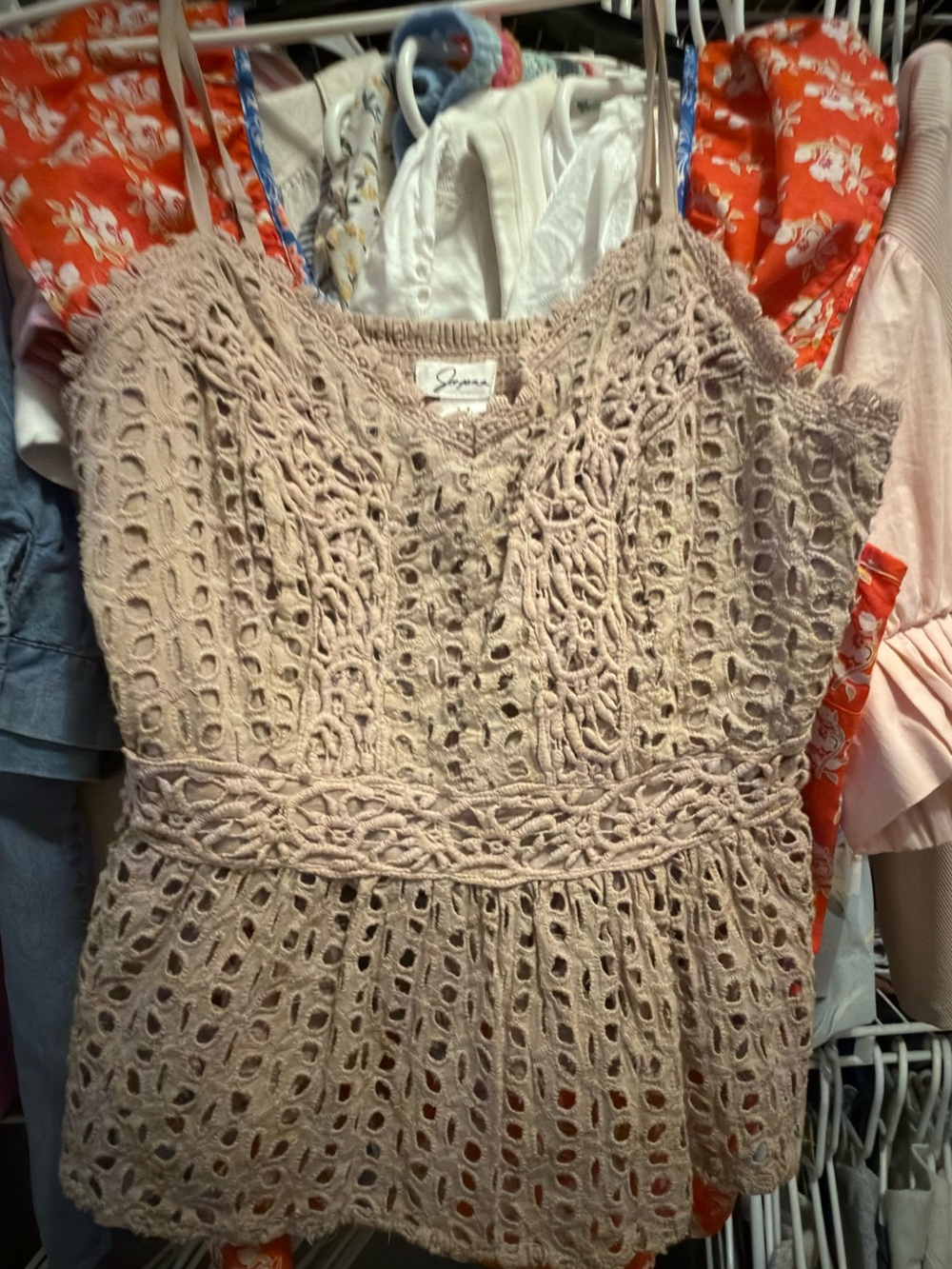 Japna tan embroidered tank top.